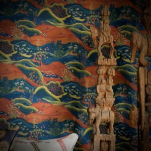 Woonkamer muur met het behang: Andrew Martin Meadow Hillside