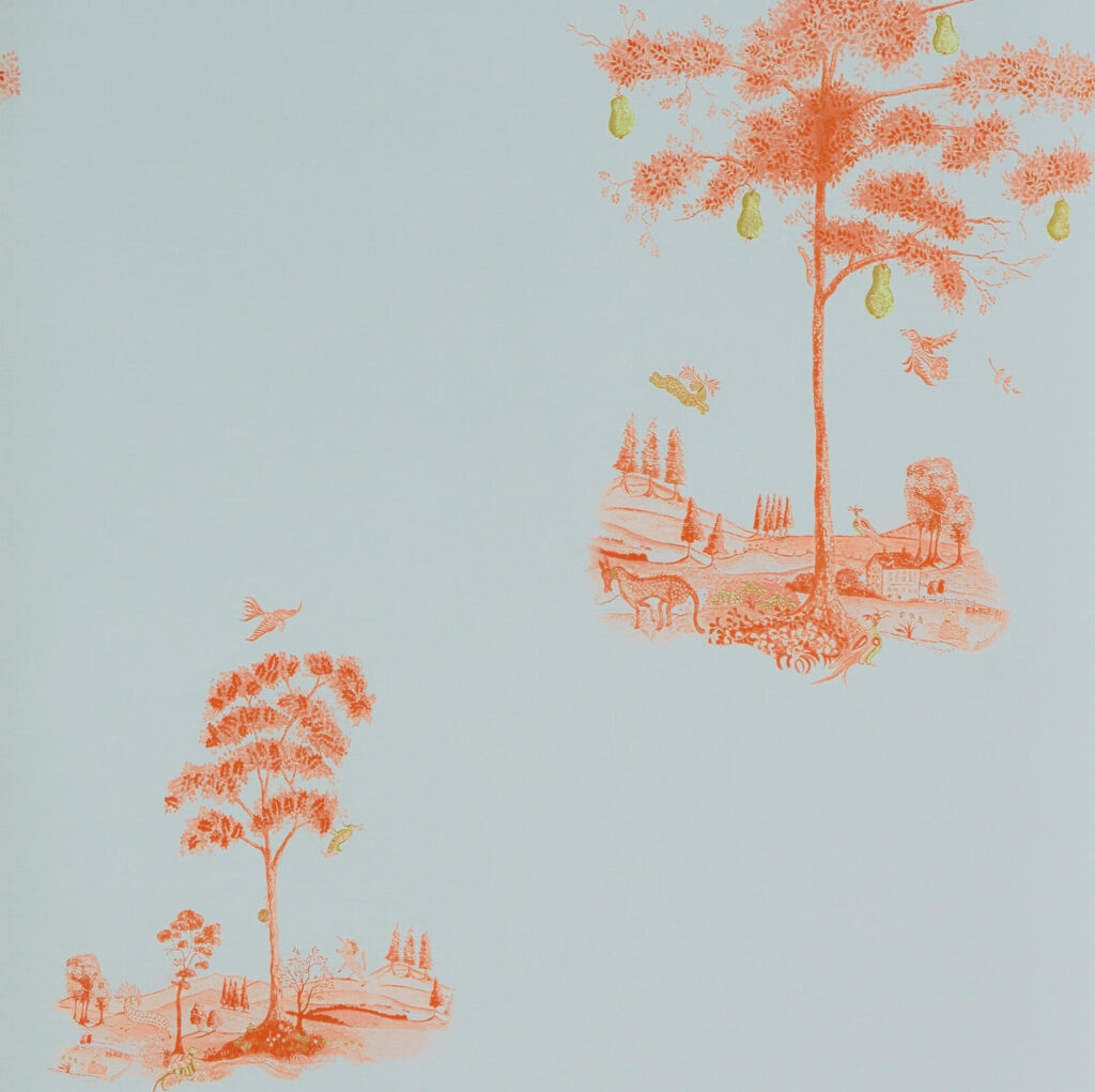 Product weergave van het Pear Tree Orange behang