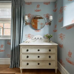 Interieur weergave van het Pear Tree Orange behang