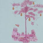 Product weergave van het Andrew Martin Pear Tree Sunset Pink behang