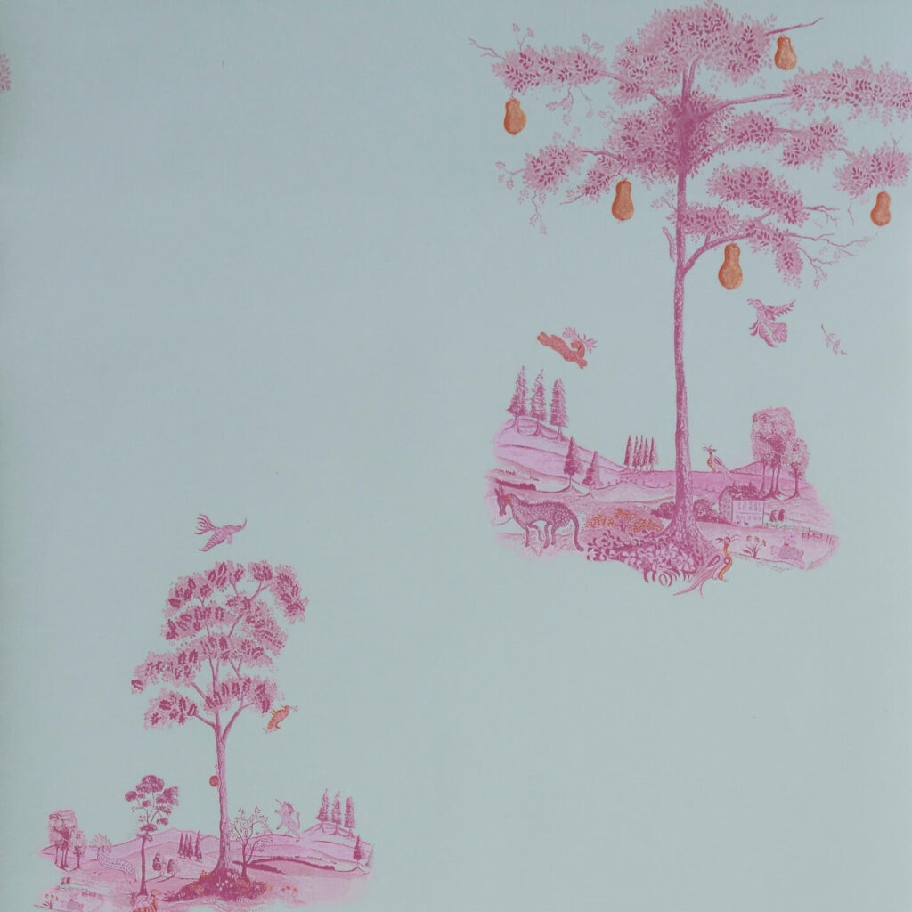 Product weergave van het Andrew Martin Pear Tree Sunset Pink behang