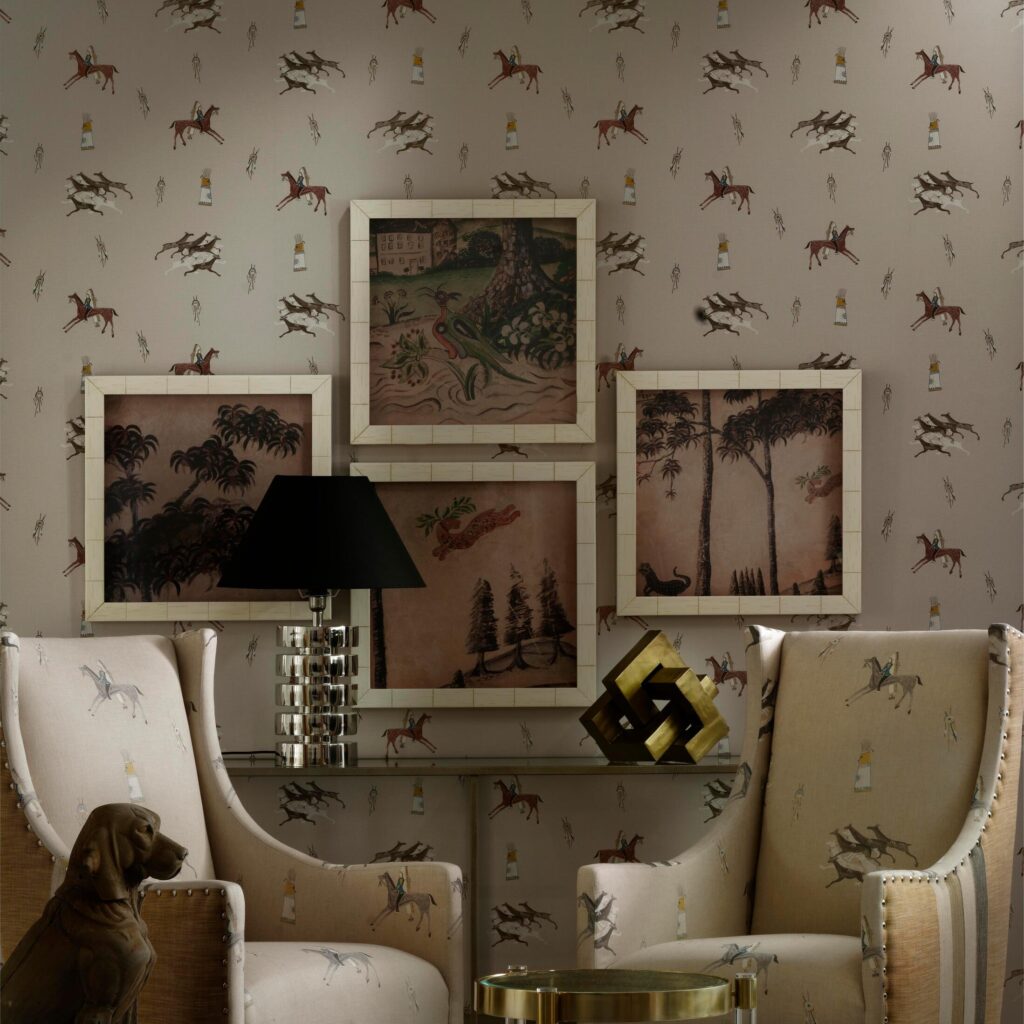 Interieur weergave van het Andrew Martin-apache-behang