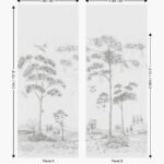 Patroon van het Andrew Martin behang mythical-land-peat in grijs wit
