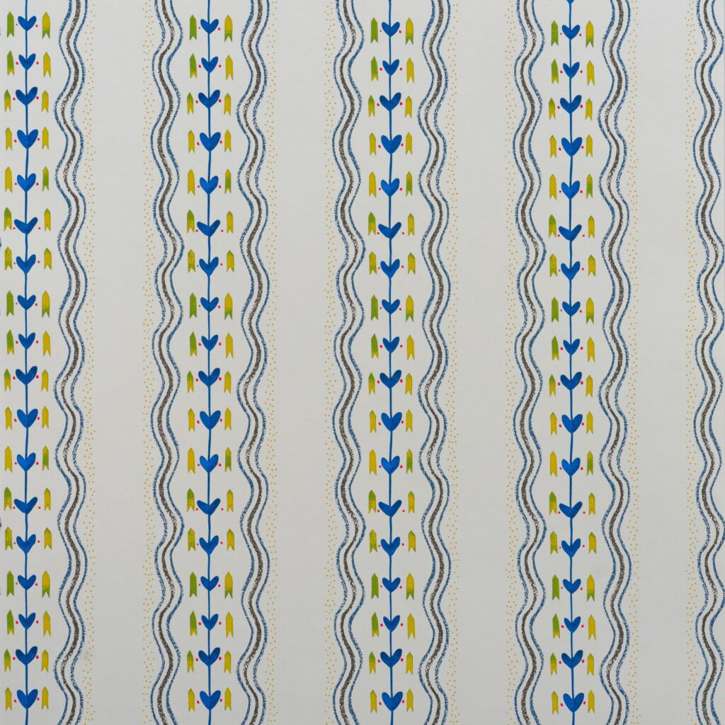 Product weergave van het Andrew Martin-hearty-periwinkle behang