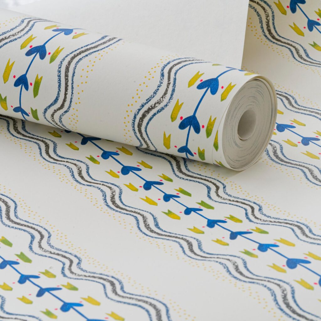 Detail product weergave van het Andrew Martin-hearty-periwinkle behang