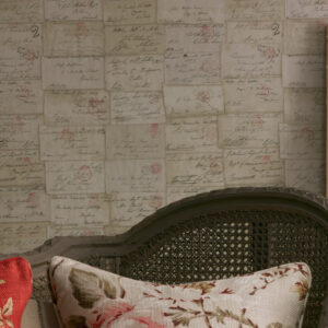 Interieur weergave van het Andrew Martin wallpaper-love-letter-behang
