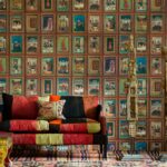Interieur weergave van het Andrew Martin miniatures behang