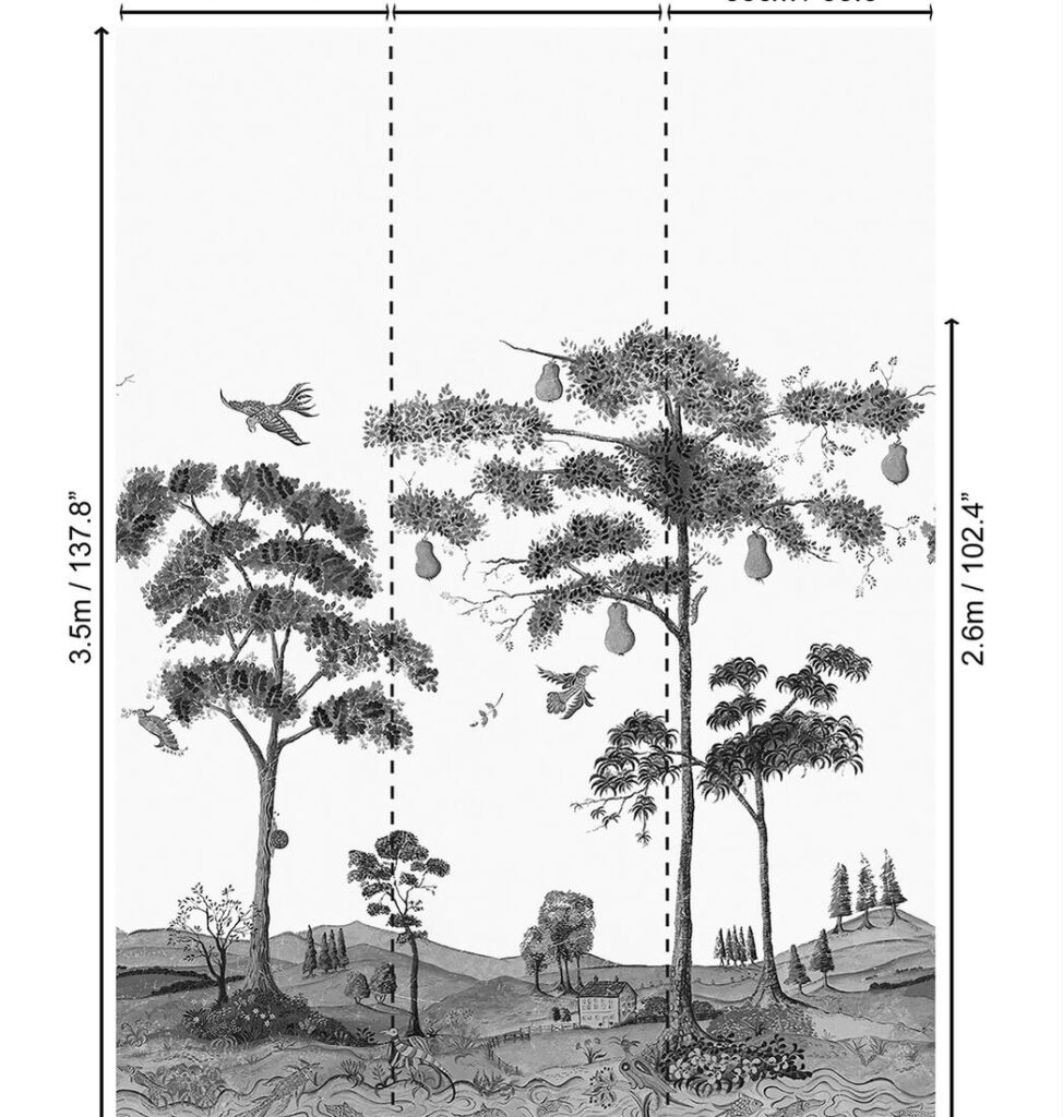 Patroon weergave van Andrew Martin-mythical-land-flax on linen behang