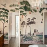 Muur met het behang Andrew Martin-mythical-land-flax on linen