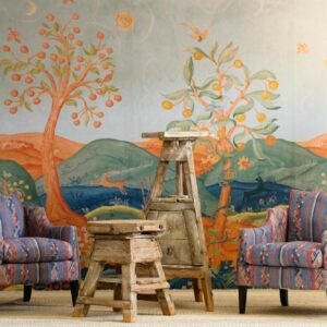 Interieurweergave met het Andrew Martin rufus-summer behang