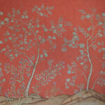 product weergave van het Andrew Martin songbird-sunset panorama behang in rood