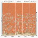 Patroon van het Andrew Martin songbird-sunset panorama behang in rood