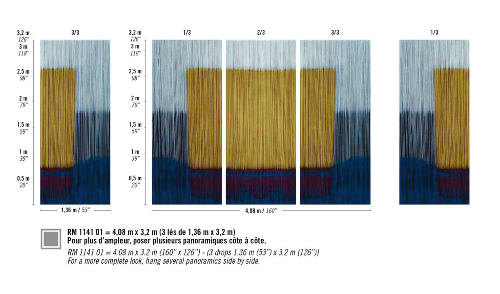 Patroon weergave van het blauw met gele Elitis - Cartagena Sanctuaire RM 1141-01 panorama behang