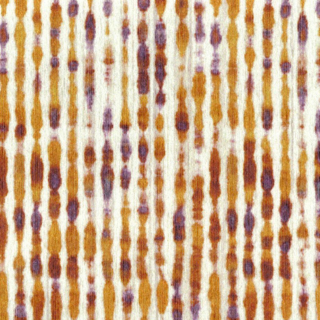 Product weergave van het gestreepte Elitis cartagena amulettes RM 1149-50 behang in oranje