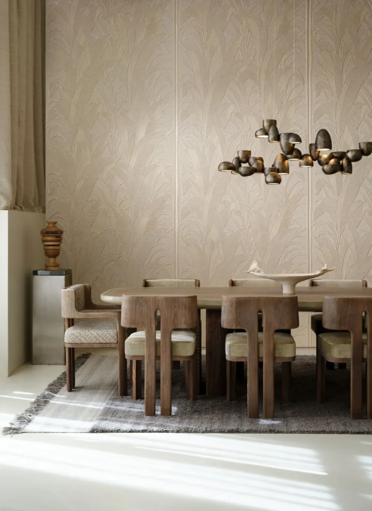 Interieur met Arte Mysuru Aranya behang in beige, kleur Champagne (35440)