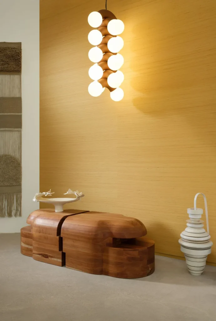 Interieur met Arte Mysuru Mandya behang in geel, kleur Sun (35415)