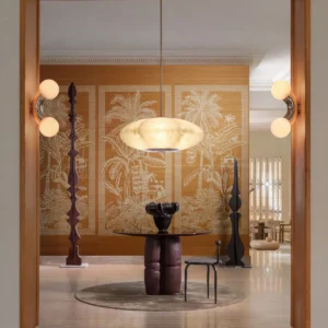 Interieur met Arte Mysuru Nilaya panoramabehang in geel, kleur Desert Sun (35451)