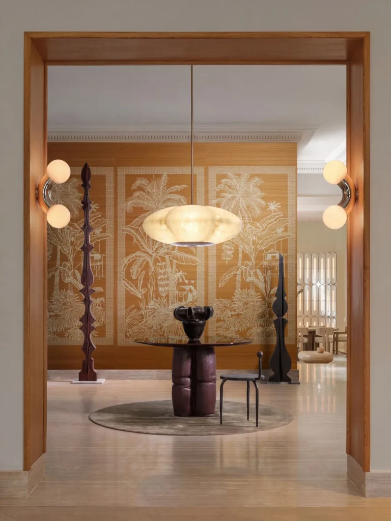 Interieur met Arte Mysuru Nilaya panoramabehang in geel, kleur Desert Sun (35451)