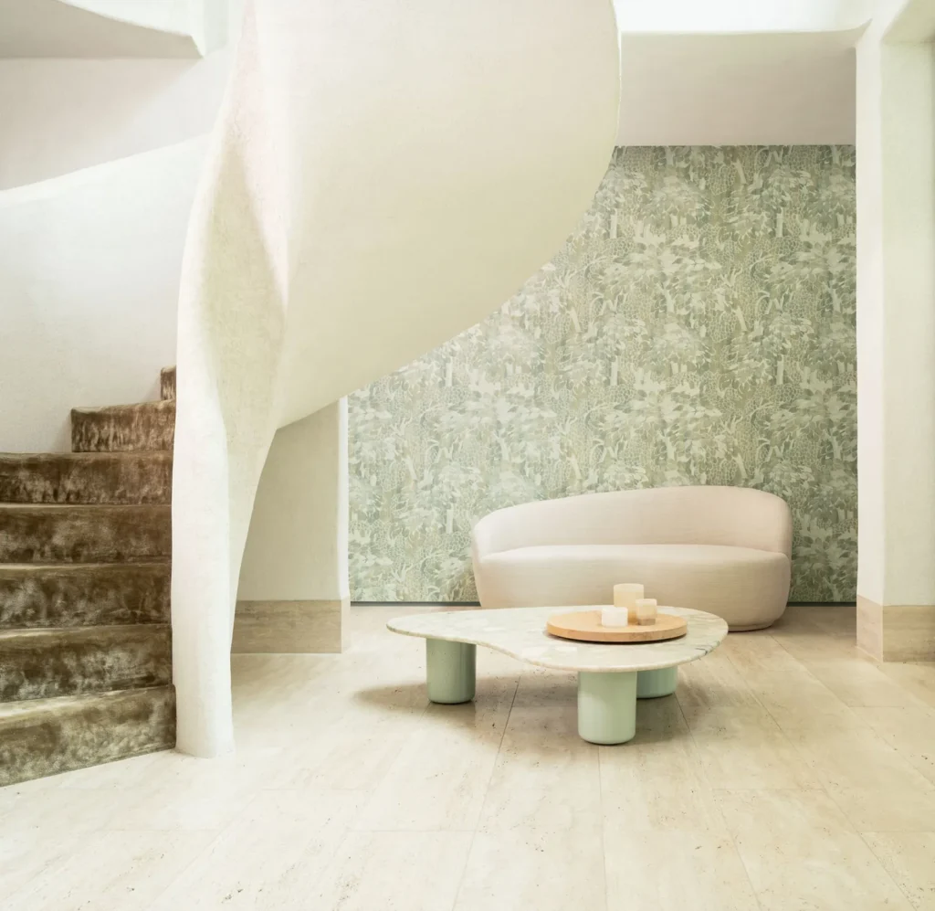 Interieur met Arte Ombre Charmille behang in groen, kleur Greenhouse (32350)