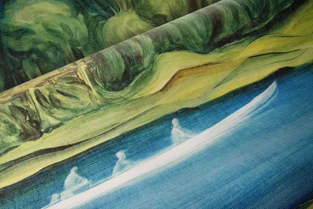 Sfeerbeeld van Arte Ombre Riva panoramabehang in blauw, kleur Blue Sunset (32360)