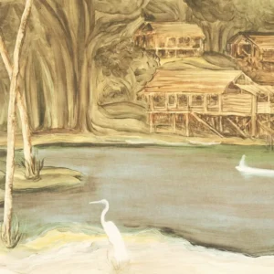 Arte Ombre Riva panoramabehang in bruin, kleur Sepia River (32361)
