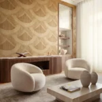 Interieur met Arte Senah Mestiza behang in goud, kleur Deep Gold (55133)
